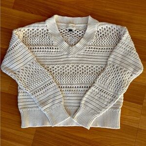 Crochet coastal boho Cream Knit cropped Cottage Sweater